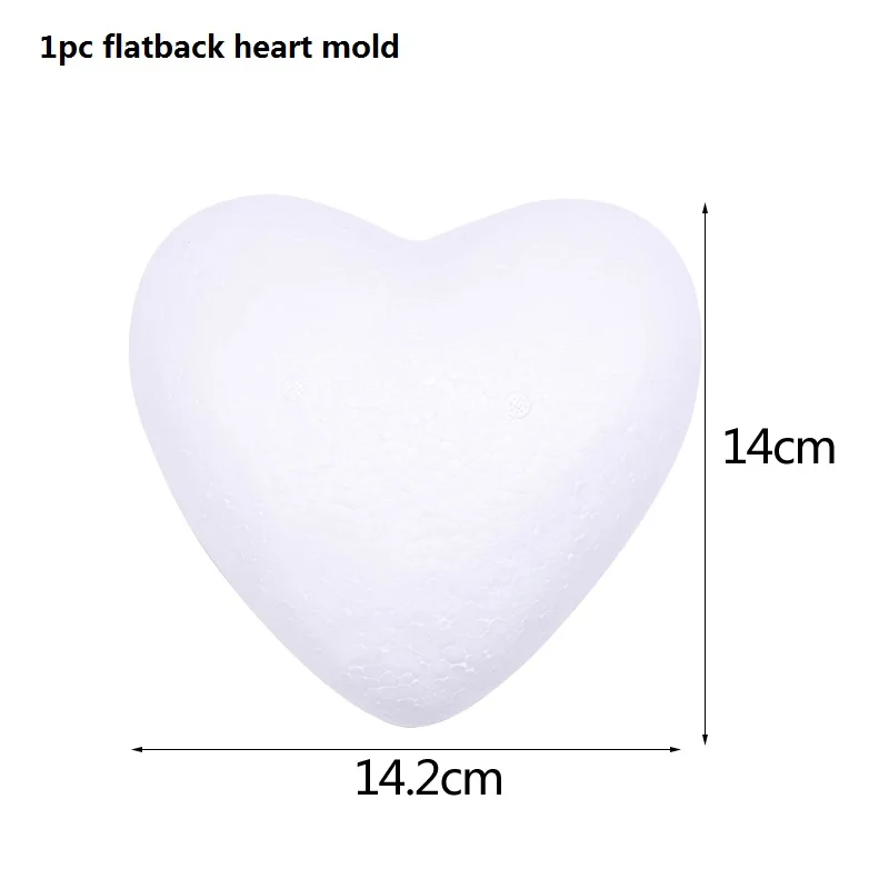 Белый пенопласт сердце шар медведь плесень маленький искусственный цветок голова Роза Тедди DIY поставки подарок на день Святого Валентина Свадебная вечеринка украшения - Цвет: 14cm flatback heart