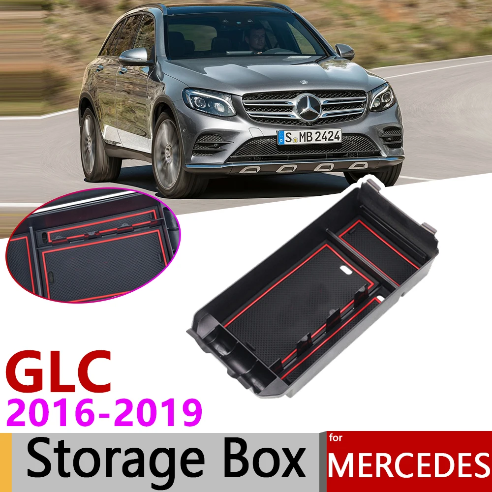 

for Mercedes Benz GLC X253 GLC Coupe 200 250 300 220d 250d 43 63 AMG 2016~2019 of Armrest Box Storage Car Organizer Accessories