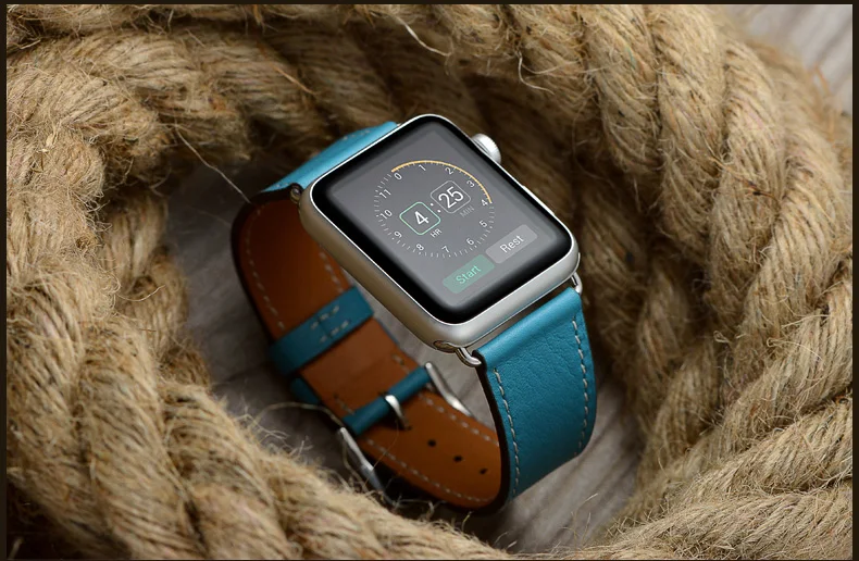 Ремешок из натуральной кожи для Apple Watch 42 мм 44 мм 38 мм 40 мм аксессуары для часов кожаный ремешок для часов Ремешок для iWatch браслет