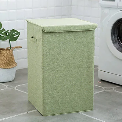Хлопковая льняная корзина для белья складная корзина для прачечной большое водонепроницаемое ведро для белья для дома ванная комната корзина для хранения - Цвет: Green L