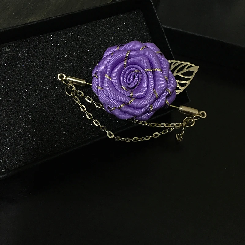 Flower Brooches Для мужчин Для женщин Ленточки нагрудные галстук-бабочка на булавке брошь на свадьбу, костюм вечерние пальто куртка сплав розы Цепи Броши со стразами для корсажа - Цвет: Flower Brooches