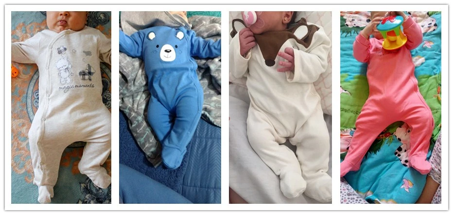 长袖印花包脚爬衣买家秀