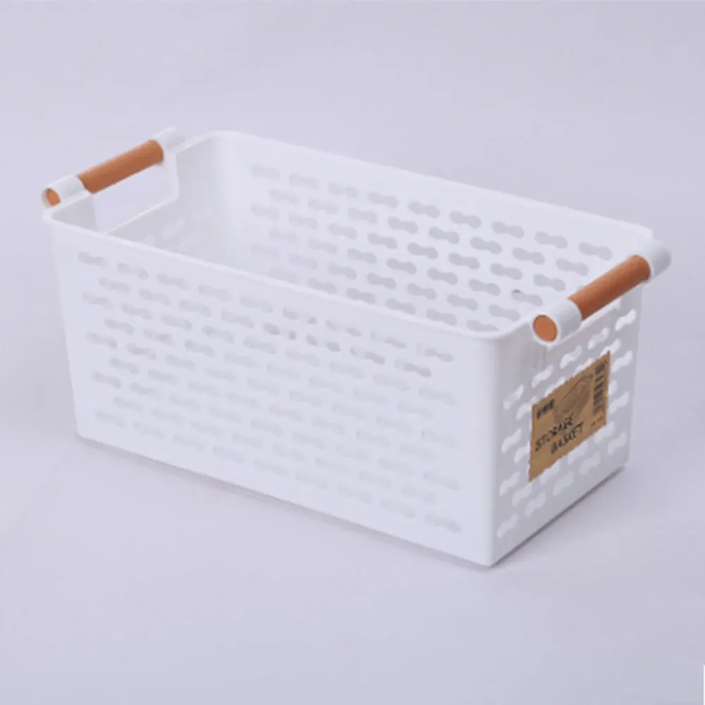 Пластиковая корзина для хранения корзина для белья настольная Косметическая корзина кухонная коробка для хранения - Цвет: Белый