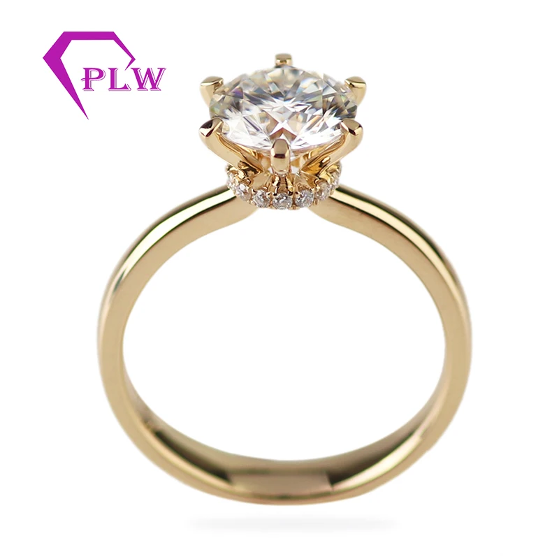 1.5ct Золото Классический 6 коготь Помолвочное с солитёром платье кольцо 18 К желтого золота Moissanite обручальное кольцо