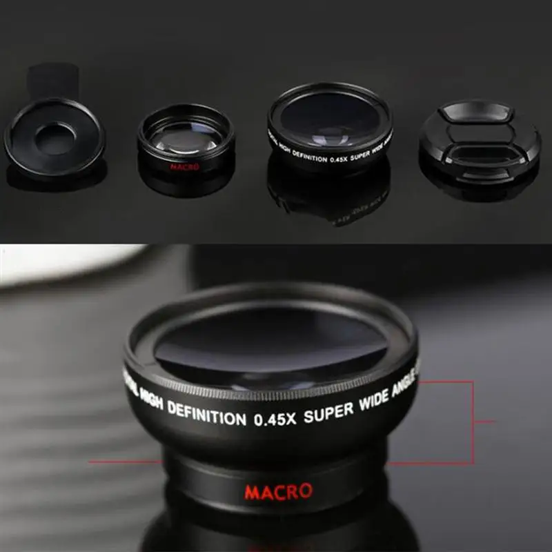 Phone Lens Universal Clip Mobile Phone Lens Wide Angle Microspur Two-In-One Phone Lens (37MM 0.45X 49UV)