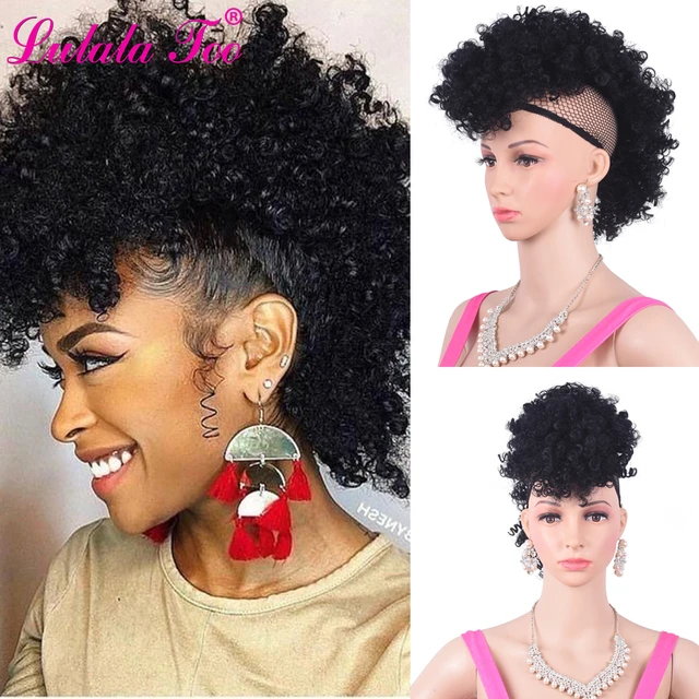 Chic Low Afro Ponytail Hairstyle Short Afro Puff Ponytail For Black Women  Kinky Curly Drawstring Ponytail Human Hair Extension 120g Clip Short Updo  From Divaswigszhouli, $40.1 | DHgate.Com