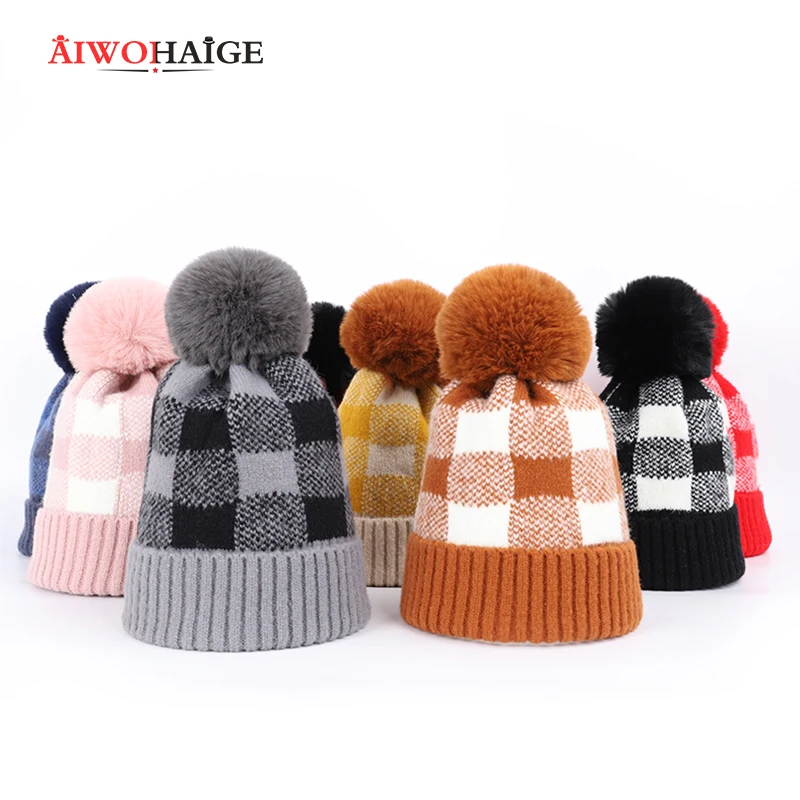 Женская шапка, уличная помпоновая шапочка, skullies, зимние женские шапки, утолщенная Кепка, мягкая шапка, вязаная шапочка, помпон с защелкой, искусственный мех