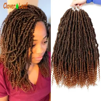 

14 inch Bomb Twist Fluffy Synthetic Crochet Spring Twist Hair Pretwisted Pre looped Passion Twist Crochet Braids 24 Root 4 color