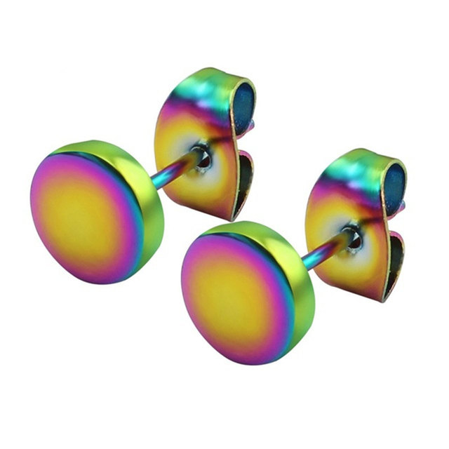 Steel Ear Post Stud Earrings Silver Color Black Color Earrings Jewelry Round 2mm Dia., 1 Pair