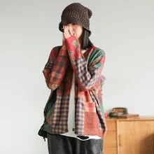 Осенний свитер женский модный вязаный Свободный кардиган куртки новые женские топы с длинными рукавами с принтом карман повседневное вязаное пальто