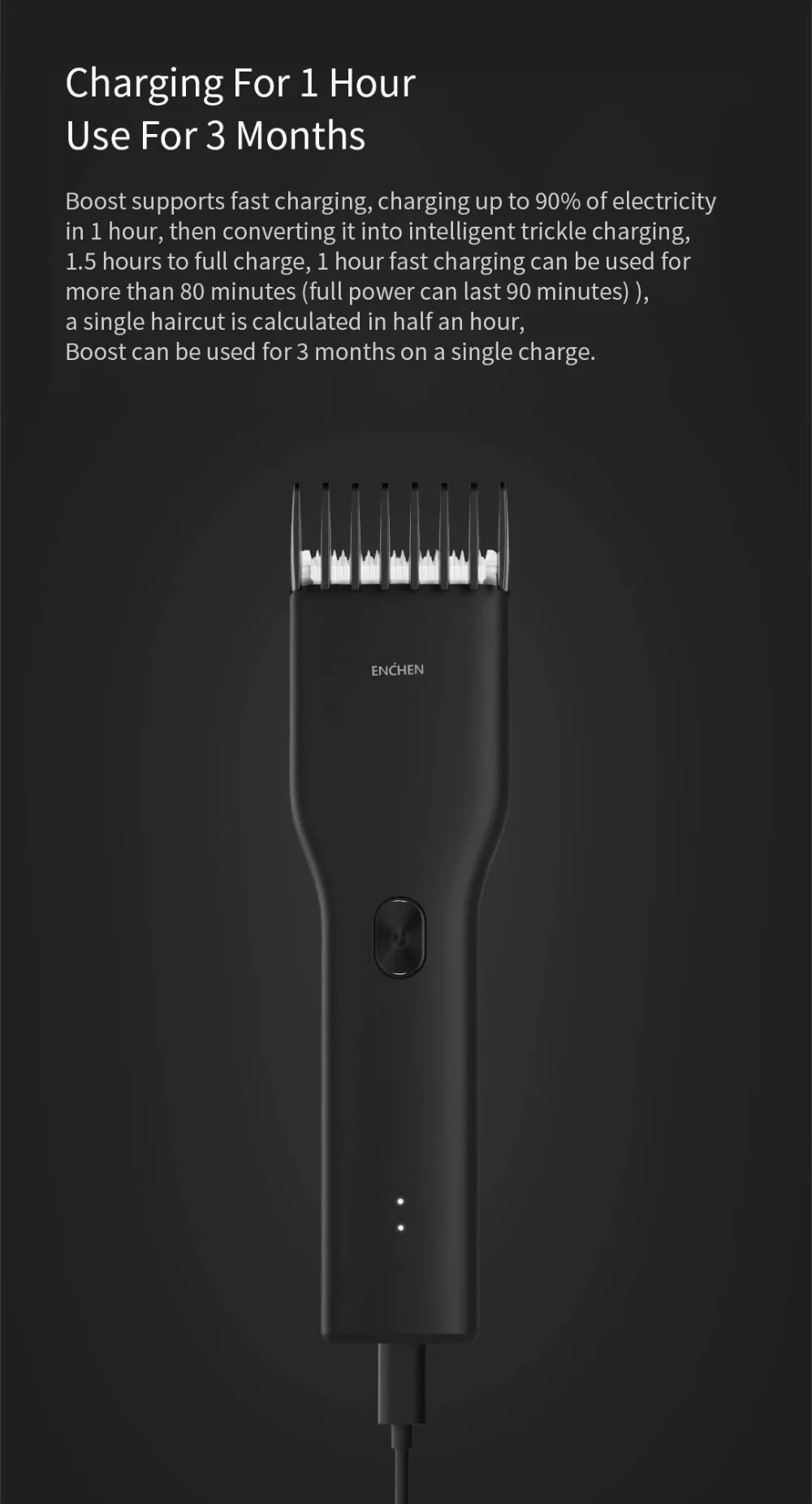 Xiaomi ENCHEN Boost USB электрическая машинка для стрижки волос быстрая зарядка триммер для волос детская машинка для стрижки волос