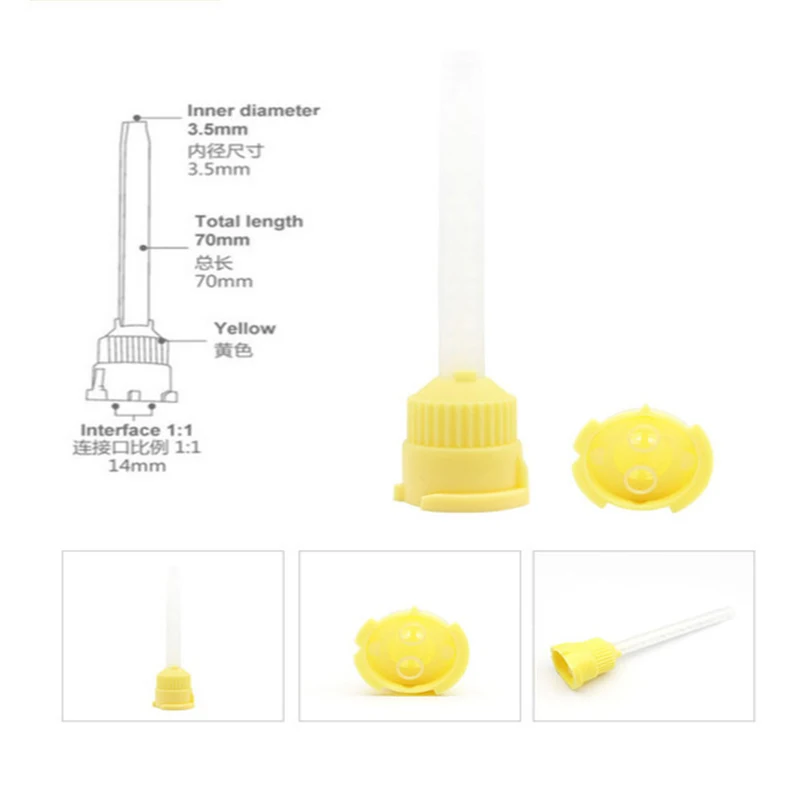 Dental-SiliconeRubber-Mixing-HeadDental-Impression-Tip-Temporary-1-1-Silicone-Rubber-50X-Yellow-Tips-Injection-Headteeth