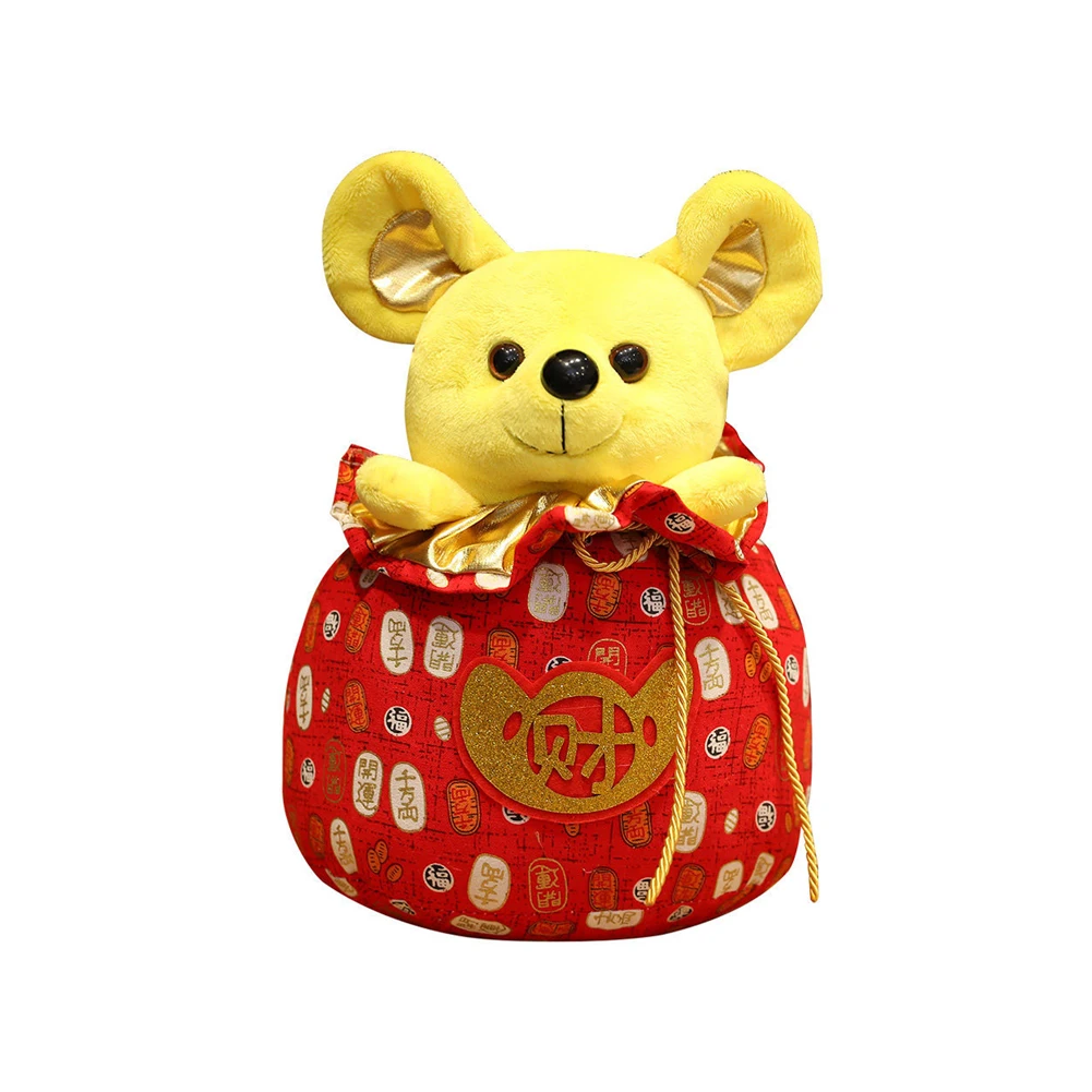 Мягкие украшения Kawaii игрушечная плюшевая мышь Тан костюм дети Висячие типа Lucky Bag кукла подарок вечерние китайский год - Цвет: Цвет: желтый