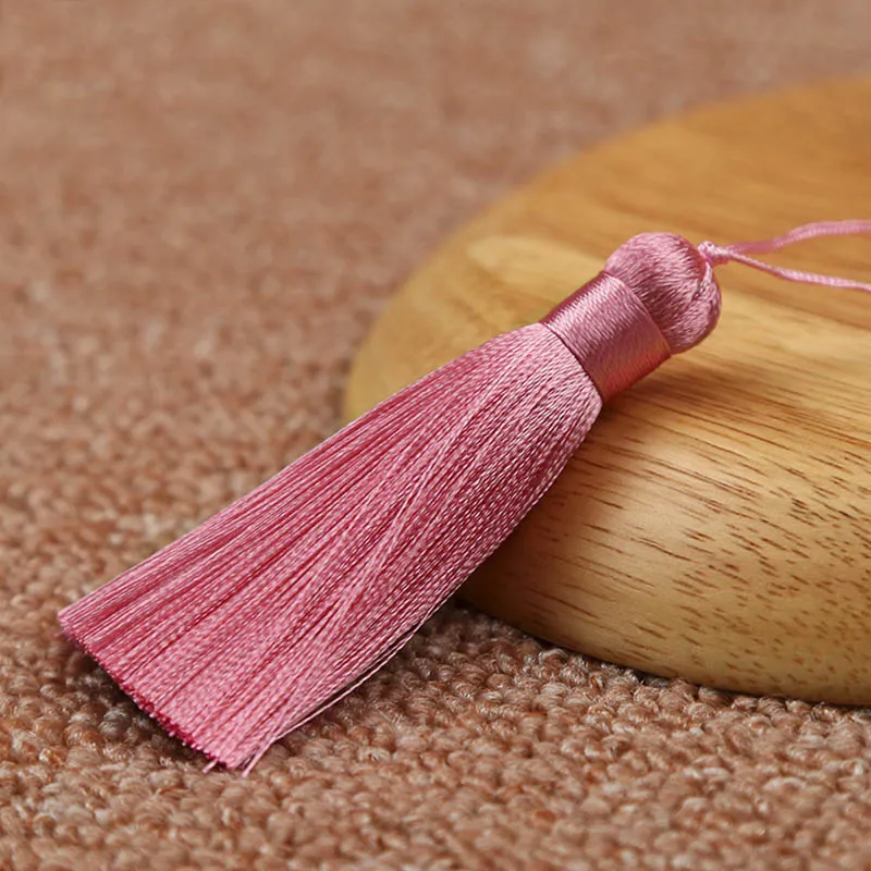 Pink Новинка, 10 шт., 8 см, полиэстер, шелк, кисточка, кисточки, подвеска, серьги, Очаровательная атласная кисточка, сделай сам, ювелирное изделие, фурнитура, ручная работа, поставщик - Color: Pink
