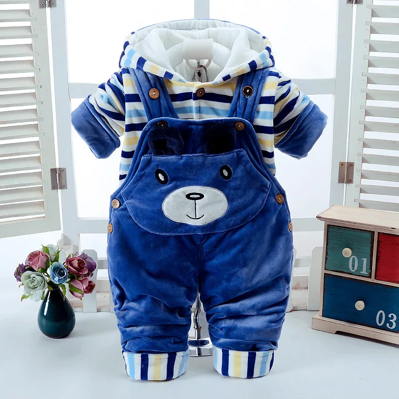 

2019 Winter Baby Set Boy Clothes for Newborn Jumpsuit Overalls Baby Coats + Pants 2pcs Infant Clothing Sets Outfits Kids Suits