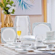 

Jingdezhen Ceramic Dinnerware Set Kitchen Tableware Ceramic Plates and Dishes dish set 60pcs combination Bone china tableware