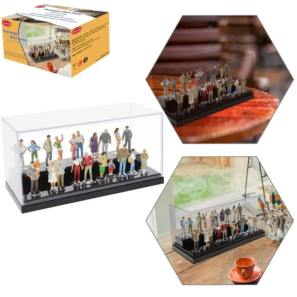 20pcs Mixed Different All Standing O Scale 1:43 Painted Figures Passengers Back Home Desktop Decor Acrylic Display Case Gift | Игрушки и
