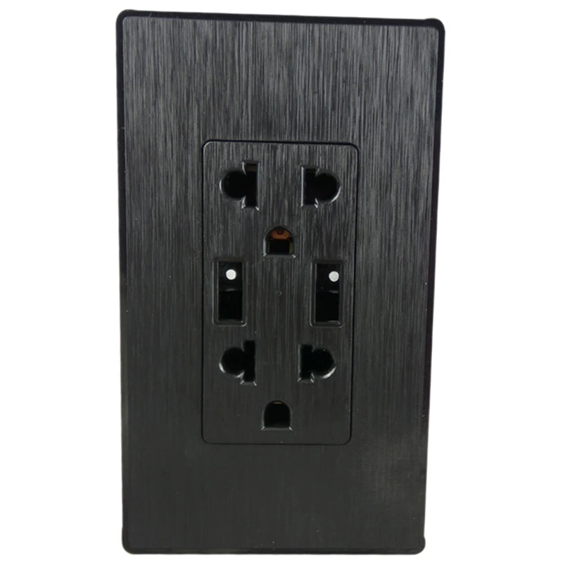 

American Standard Usb Wall Socket,Double Usb Dual Three-Hole Us Plug Port Power Adapter Outlets,125 V,Pc Panel Black Us Plug