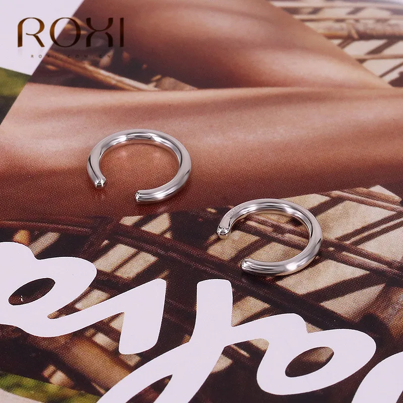 ROXI 925 пробы серебряные маленькие серьги-каффы для женщин и девушек без серьги в стиле пирсинга корейские вечерние ювелирные изделия