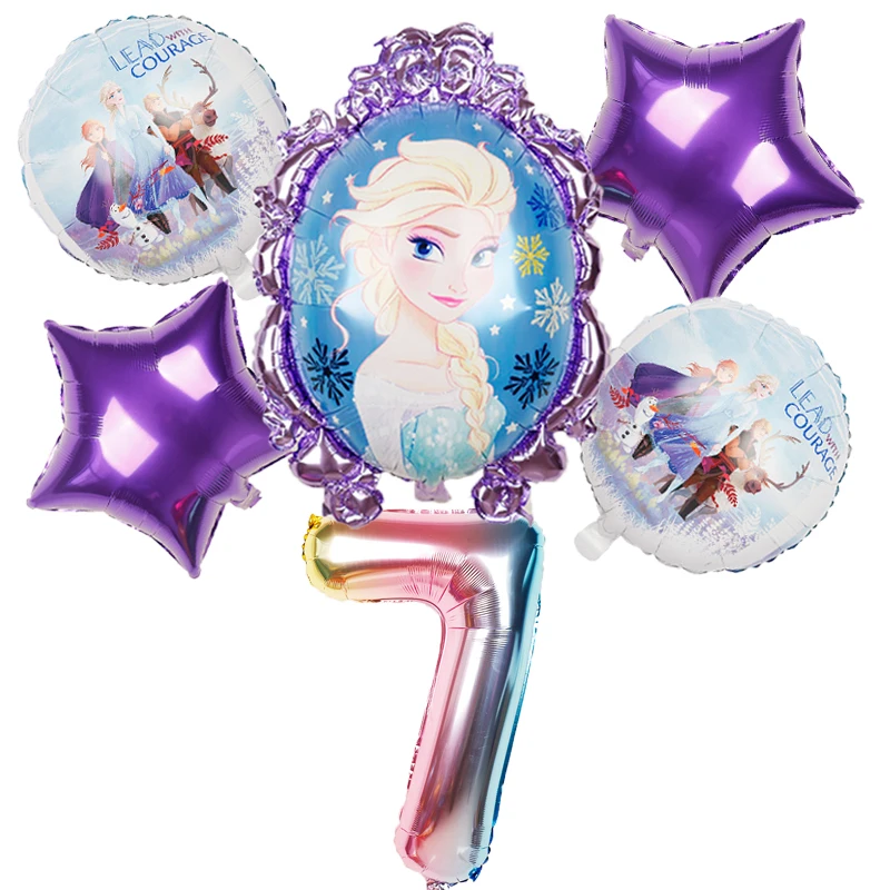 1set 6 шт elsa disney принцессы из мультфильма “Холодное сердце” воздушные шары с гелием 32 дюймов номер Baby shower из фольги globos День Рождения украшения детские игрушки - Цвет: 1set