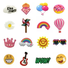 1Pcs PVC Shoe Charms Hot Air Balloon/Rainbow/Sunglasses/Sun Shoe Decoration Accessories for Croc jibz Kid's Party