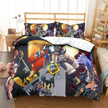

Kingdom Hearts bedding set Duvet Covers Pillowcases comforter bedding sets Sora Riku Kairi Cartoon anime bedclothes bed linen