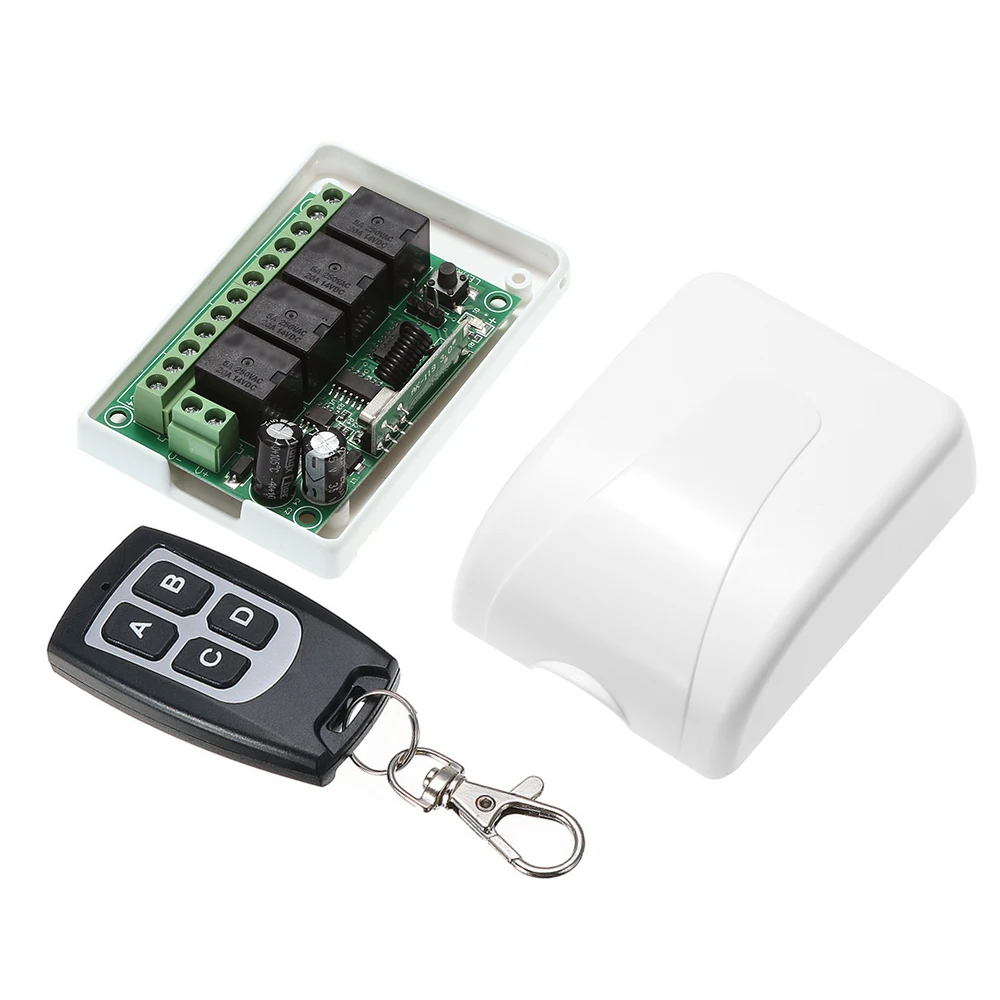 1 Remote DC 12V 4CH Универсальный 10A релейный беспроводной пульт дистанционного управления Модуль приемника 2 шт. 4 ключа RF 433 МГц передатчик дистанционное управление - Комплект: 1 Remote