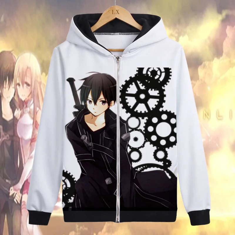 Аниме Толстовка с капюшоном Sword Art Online Alicization повседневные толстовки на молнии с капюшоном для мальчиков Academy SAO World пальто японский мультфильм