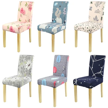 

Floral Chair Covers Spandex Elastic Cover Dining Chair Covers Office Universal Removable Kitchen Chair Cover Stretch For Hotel