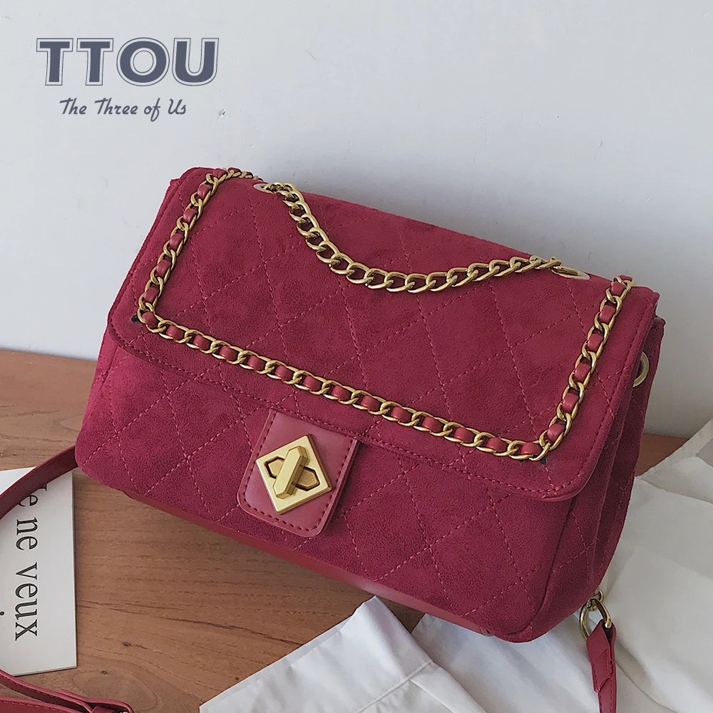 

TTOU Fashion Diamond Lattice Messenger Bag Women Elegant Wedding Party New Autumn Shoulder Bag Lady Chain Crossbody Bag 2019