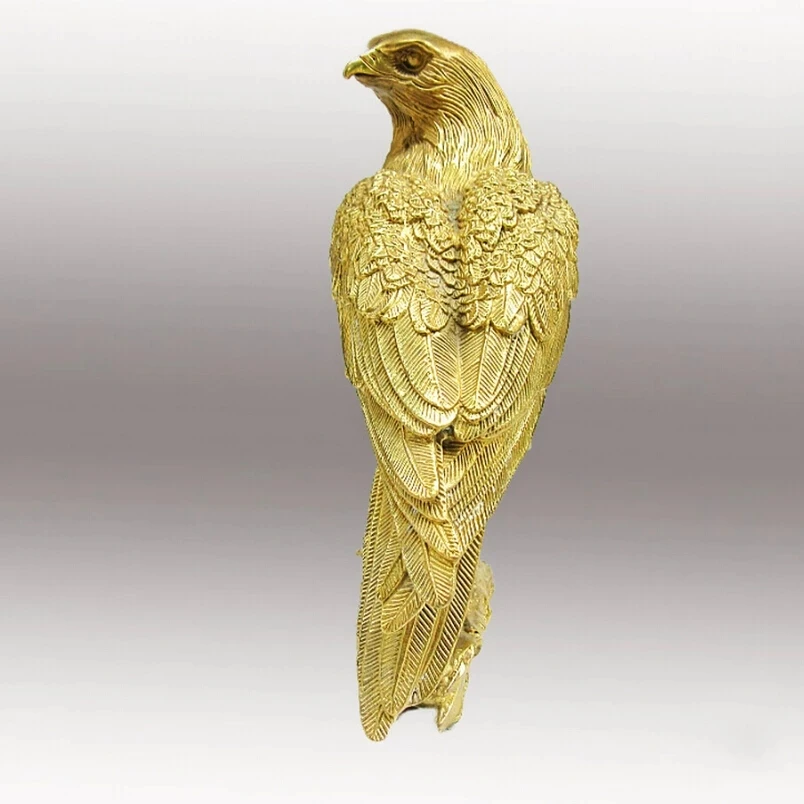 

Christmas gift Collectible animal head real pure Brass statues Chinese Brass Carved Lucky Eagle Sculpture Stand Birds
