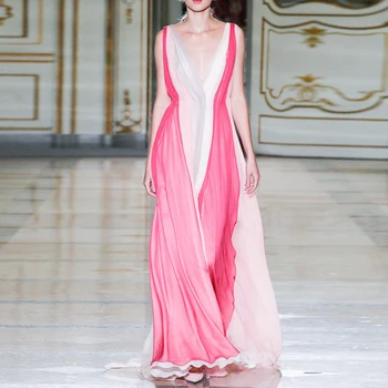 

Women's Long Dresses 2020 New Arrival Summer Boho V-Neck Sleeveless Evening Party Beach Maxi Dress Casual Runway Design Sundress