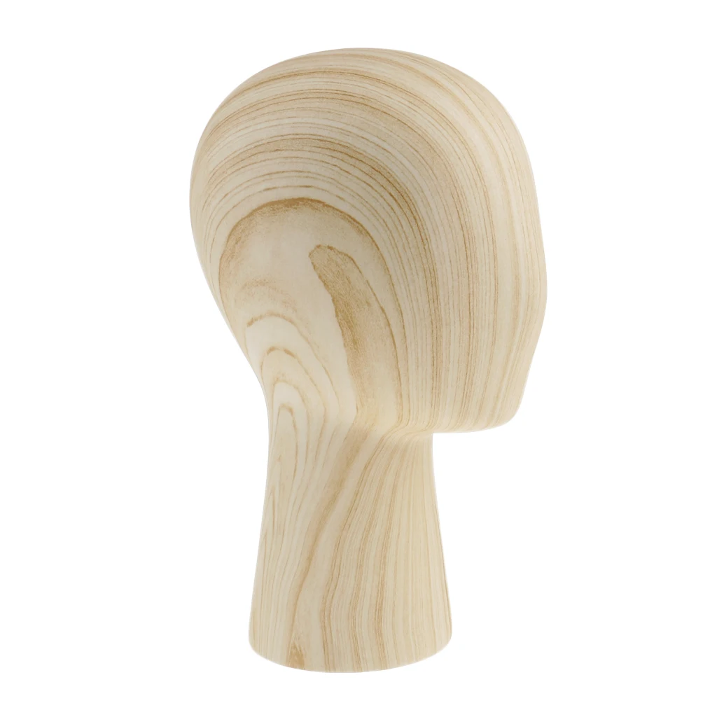 Wood Grain Fiberglass Mannequin Manikin Head Model Wigs Cap Hat Display