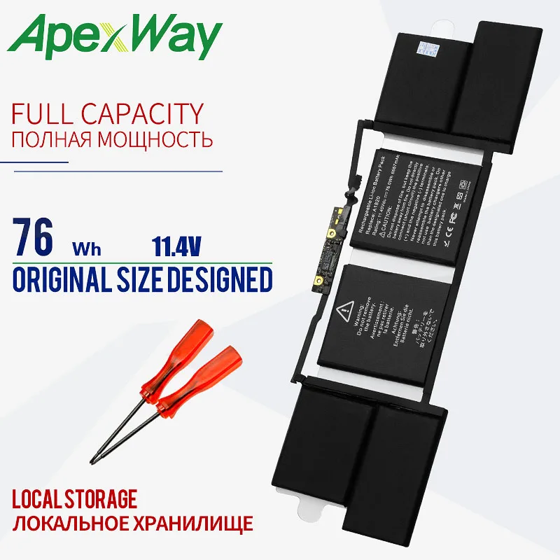 76Wh 11,4 V Apexway Аккумулятор для ноутбука Apple A1820 15 дюймов модель компьютера A1707 год отвертка батарея