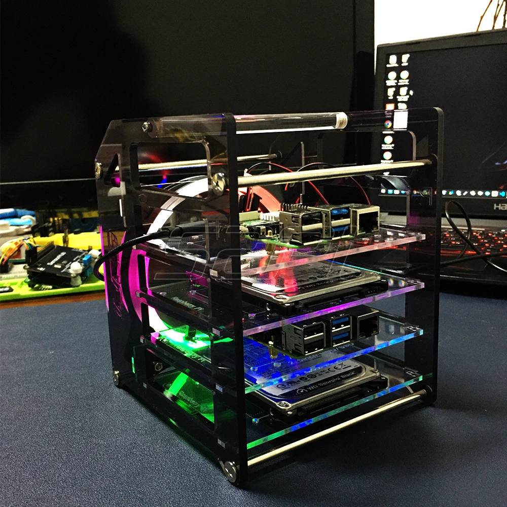 caso grande ventilador de refrigeração led rgb