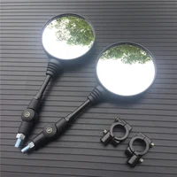 Motorcycle Black Universal 10mm Side Mirror Rearview Mirror Anti-fall Folding Round Mirror 1