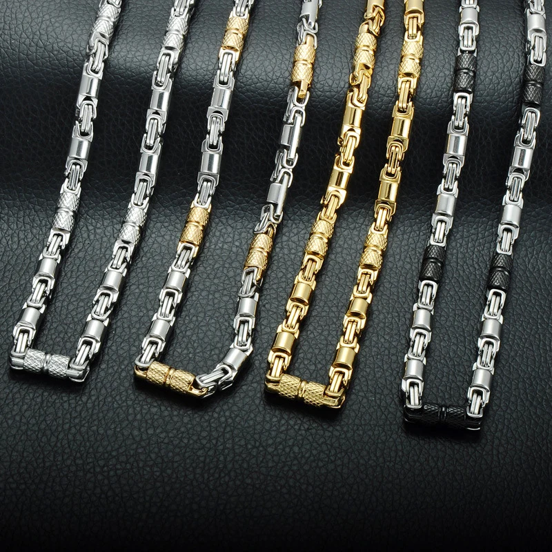 Punk Rock 316L Stainless Steel Geometric Byzantine Link