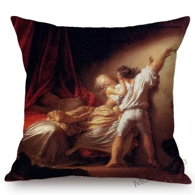 Стиль рококо, швейный считыватель, девочка, украденный поцелуй, известная масляная Подушка с изображением, чехол, Жан Honore Fragonard, диван, наволочка