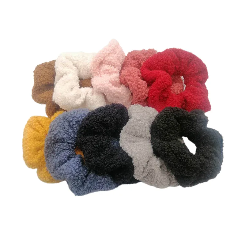 

Winter Warm Fluffy Wool Curly Scrunchie Headband Women Elastic Girls Hair Bands Ties Candy Colors Hair Rope Accessories Headwear