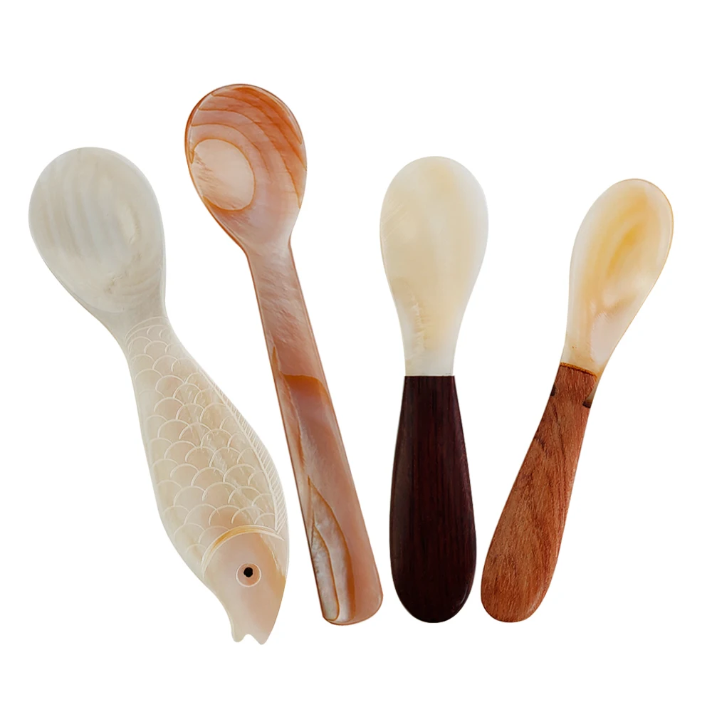 Uds Concha Natural cuchara profundo Mar de la cuchara casa cuchara condimento caja de cuchara de Brown cucharada