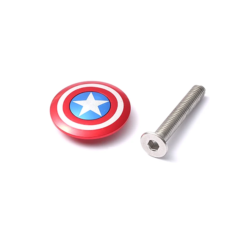 

Bicycle Stem Top Cap Headset Cover with Bolt Captain America Spider Logo USA Flag Apply to 28.6mm 1 1/8" Front fork head tube