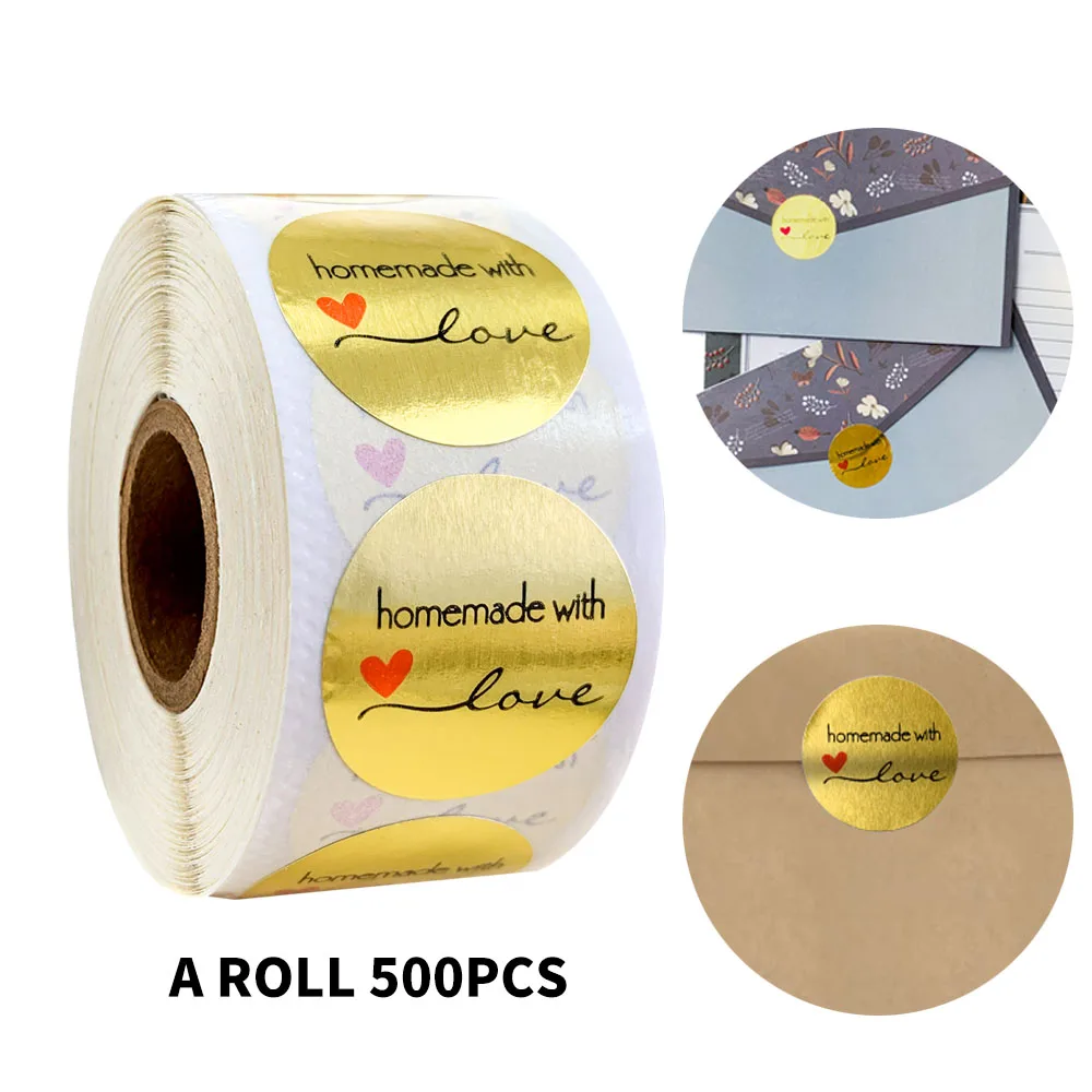 500 шт. круглые золотые наклейки домашние с любовью для скрапбукинга канцелярские