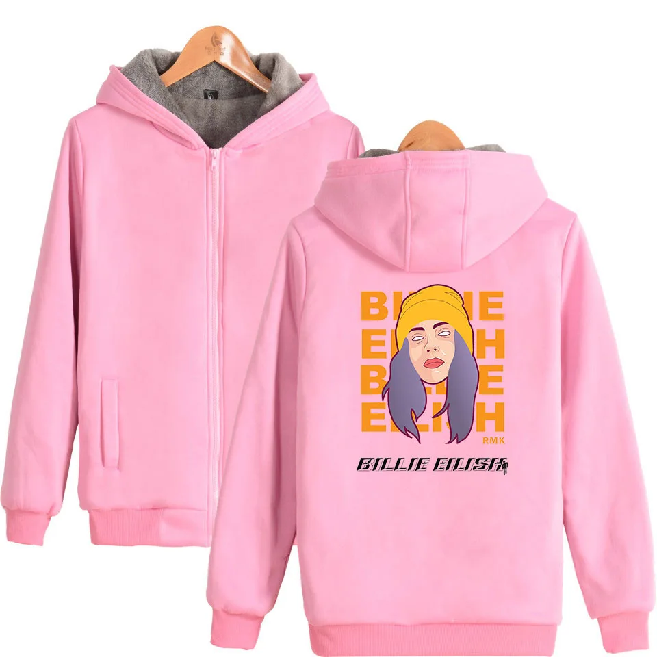 Pink - style 2 Горячая мода уличная Толстовка Billie Eilish модная Толстовка с принтом на молнии для пар пальто для женщин/мужчин толстовки с длинными рукавами - Цвет: Pink - style 2