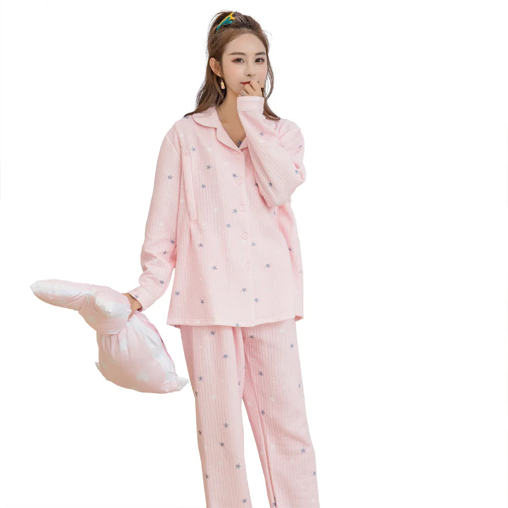 

New Style xingx wang Red Dissection Pregnant Women Prenatal Postpartum Adjustable Pajamas Confinement Pregnancy Homewear Set