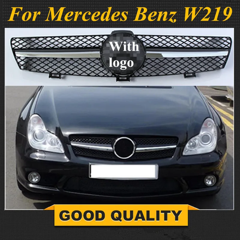 Серебристая/черная автомобильная гоночная решетка для Mercedes Benz W219 гриль CLS500 SLS600 эмблемы хромированная сетка радиатор передний бампер нижний изменить