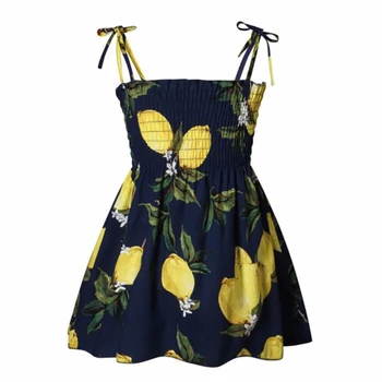

Sleeveless Kids Sling Floral Print Dresses for Baby Girls Summer Sweet Seaside Beach Dress