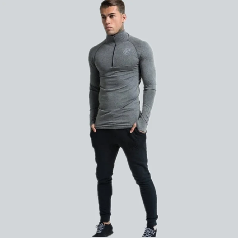 Футболка Siksilk мужская с длинным рукавом Модная приталенная рубашка шелковая
