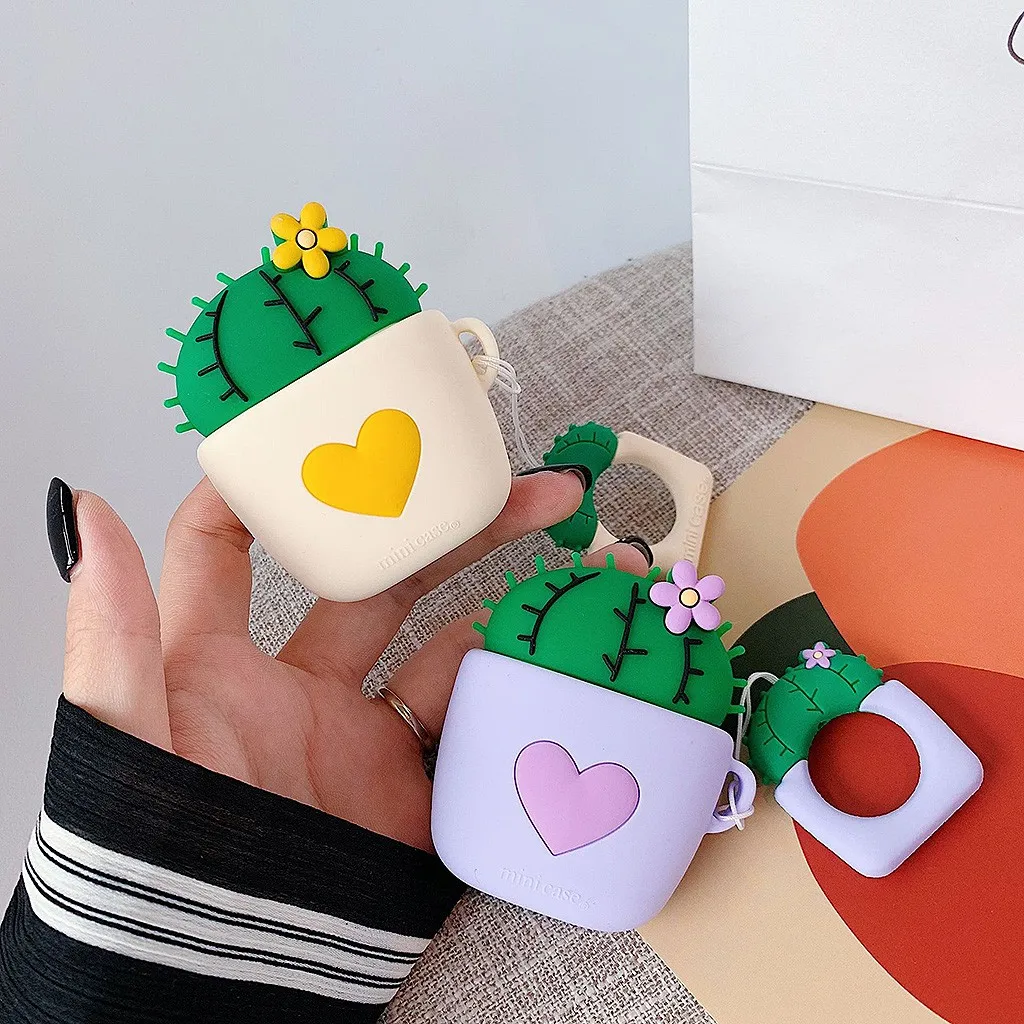 Чехол VOBERRY для AirPods с милым мультяшным рисунком, защитный чехол, беспроводные кожухи головных телефонов для Air Pods, 2 аксессуары, зарядная коробка