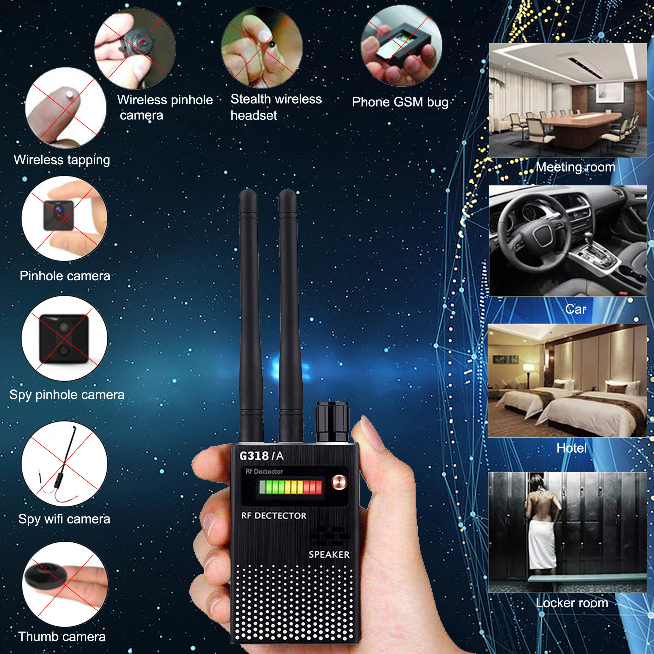 Antispy Gps Wireless Signal Automatic Detector Finder Tracker