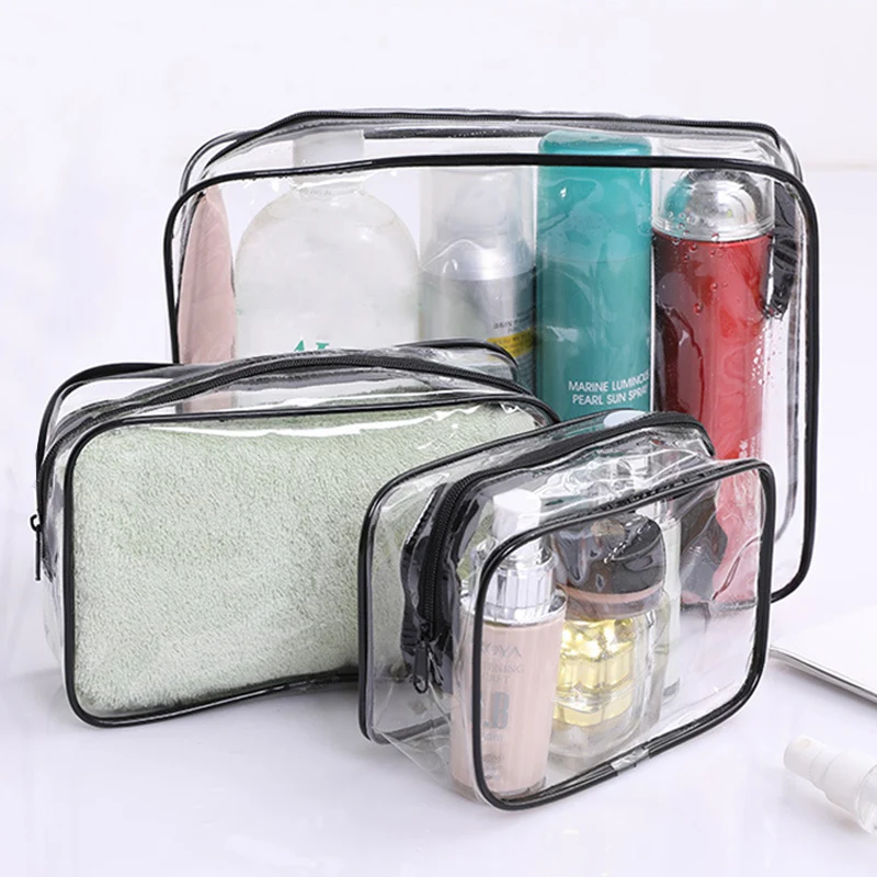  Rantion 3pcs/set Clear Travel Storage Bag PVC Cosmetic Makeup Organizer Transparent Waterproof Toil
